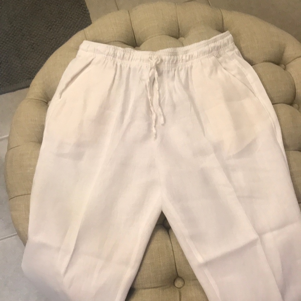 Garnet Hill white linen pants